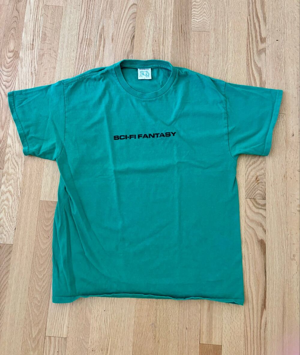 Sci-Fi Fantasy Skate nerd t shirt tee top green large L